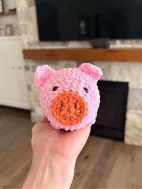 Handmade Pink Plush Pig Small Pet Toy